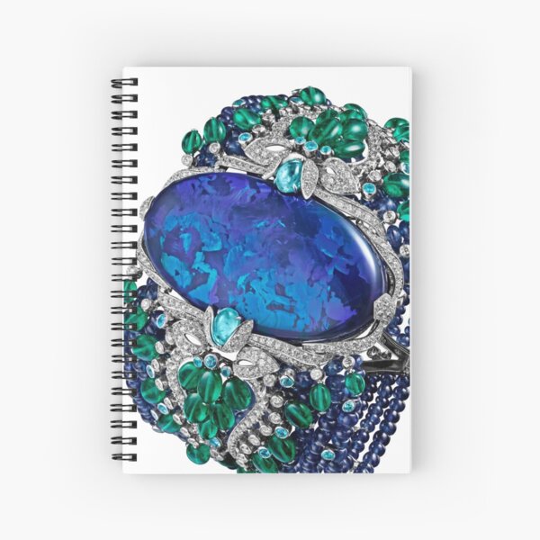 HIGH JEWELRY BRACELET ... Platinum, opal, sapphires, emeralds, Paraiba tourmalines Spiral Notebook