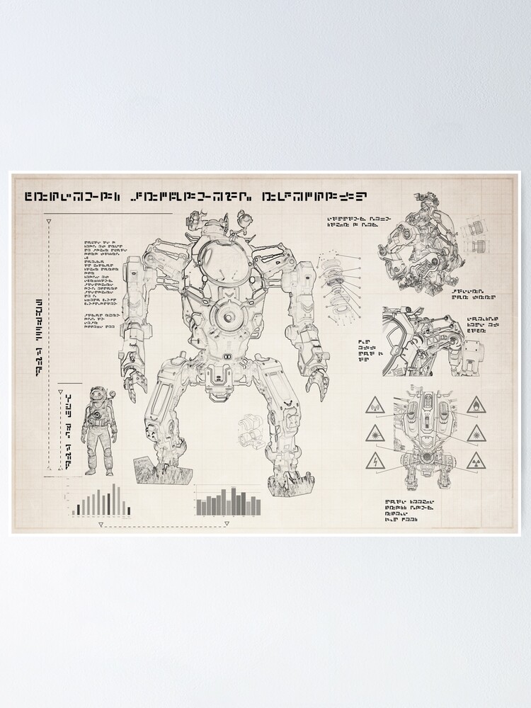 "No Man's Sky Mech Exocraft Blueprints clean version" Poster for Sale