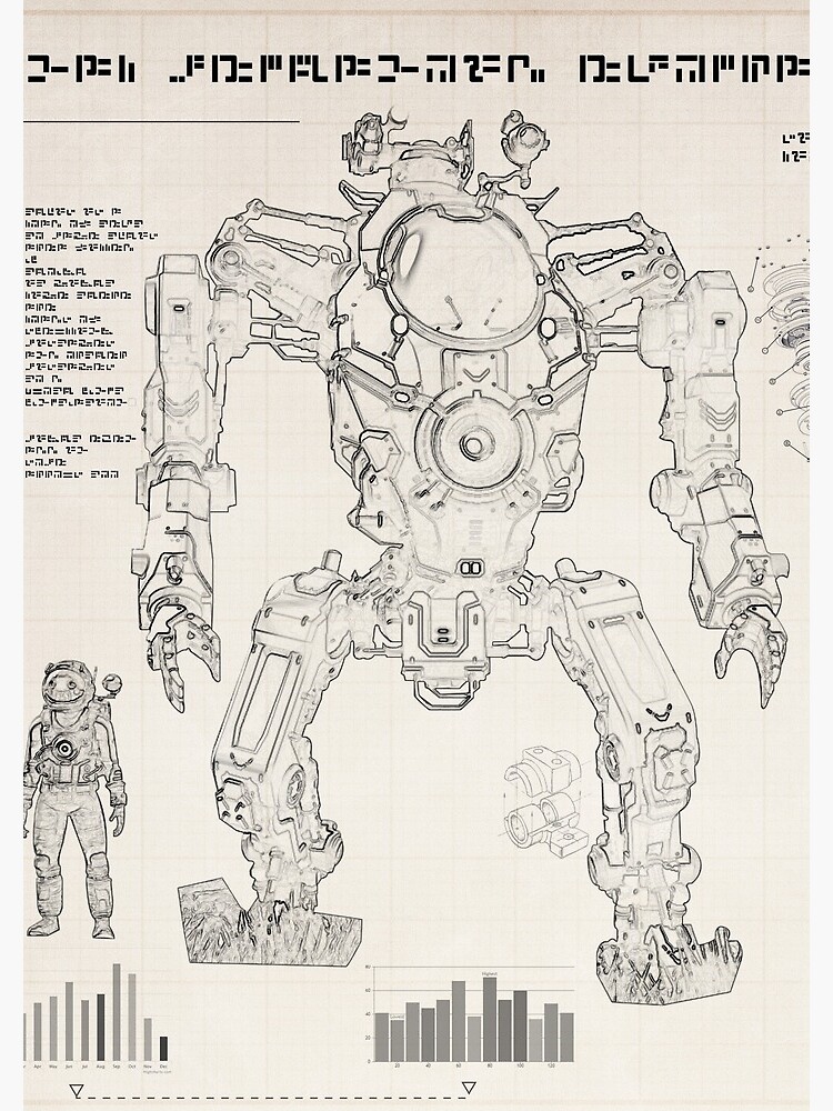 "No Man's Sky Mech Exocraft Blueprints clean version" Spiral Notebook
