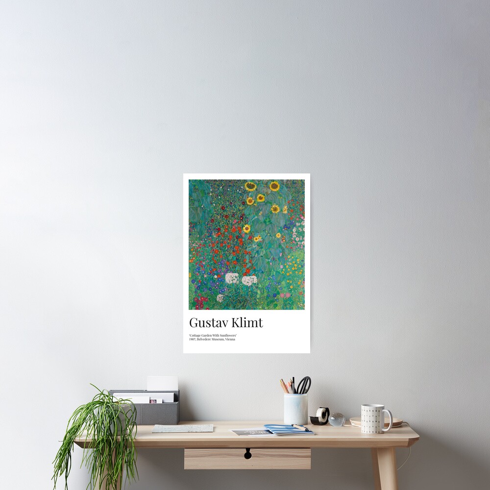 Gustav Klimt - Exhibition Art Poster - Cottage Garden With Sunflowers - Belvedere Museum Poster