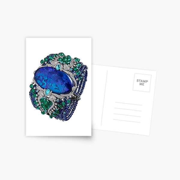 HIGH JEWELRY BRACELET ... Platinum, opal, sapphires, emeralds, Paraiba tourmalines Postcard