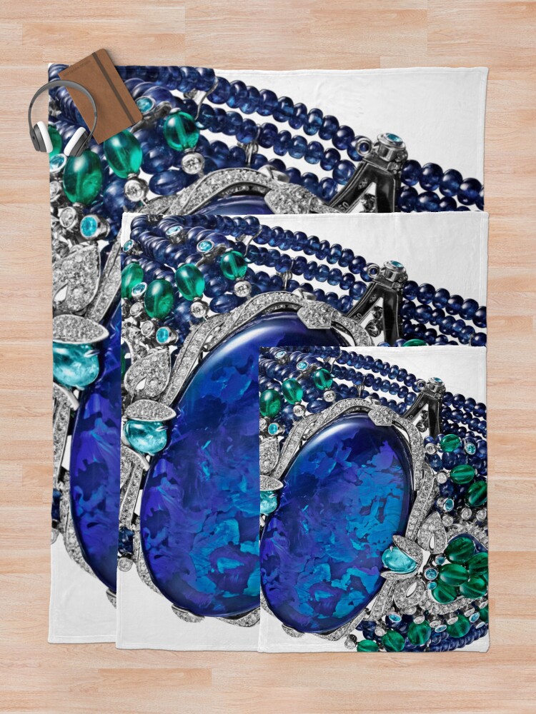 Alternate view of HIGH JEWELRY BRACELET ... Platinum, opal, sapphires, emeralds, Paraiba tourmalines Throw Blanket