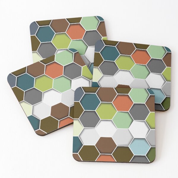 Item preview, Brown and Teal 70's Inspired Hexagon Pattern. designed and sold by cgroenewald.