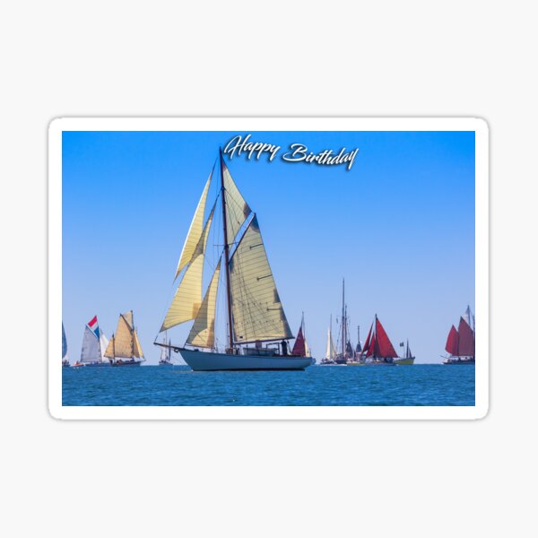 Photograph of a Classic Sailing boat birthday card Sticker