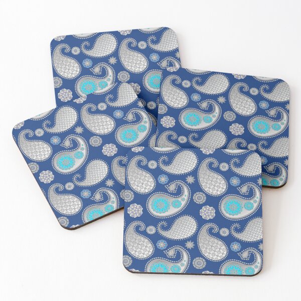 Item preview, Paisley pattern, Silver on Cobalt Blue designed and sold by Marymarice.