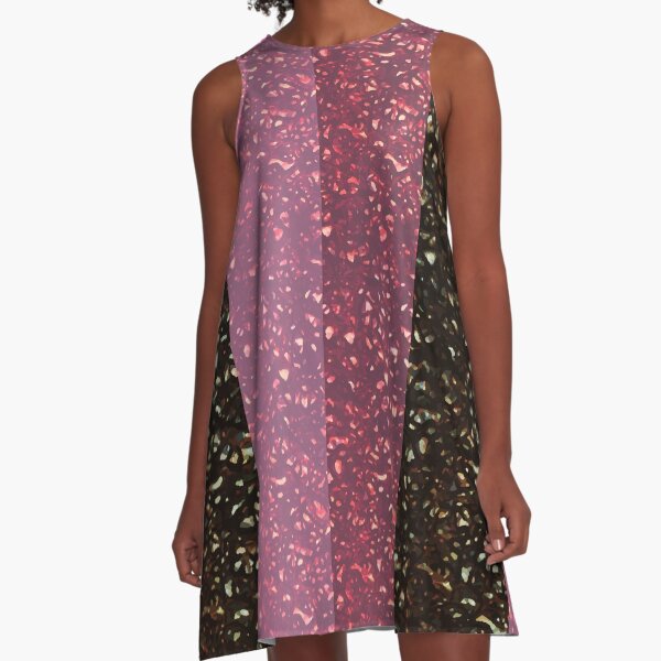 Sequin Sparkle Glam Stripe Print A-Line Dress