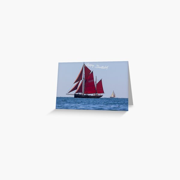 Photograph of a Classic sailing boat the Keewaydin birthday card Greeting Card