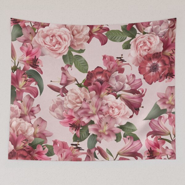 Artikelvorschau,  rosa Lilien und rote Anemonen. entworfen und verkauft von RinaMDesigns.