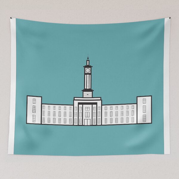 Item preview, Walthamstow Waltham Forest Town Hall Borough of London Landmark Illustration in Blue designed and sold by Fernando G..