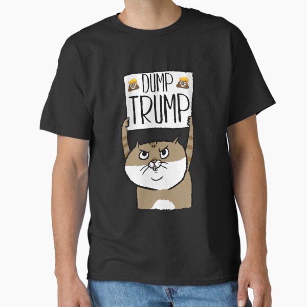 Vista previa del artículo con la obra «Volcado Trump caca Emoticon protestando gato», diseñado y vendido por zenpatterns.