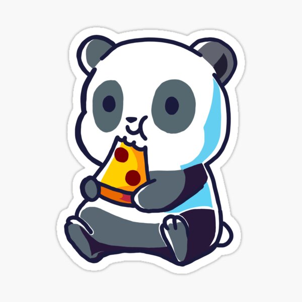 "Cute Panda eating pizza digital art" Sticker by Rikiart Redbubble