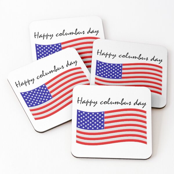 Item preview, USA flag with the inscription Happy Columbus Day designed and sold by Galina Kostyaeva.