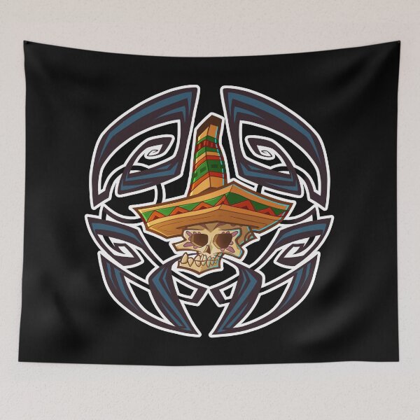 Item preview, mexican mustage skull outline black designed and sold by RemcoBakker.