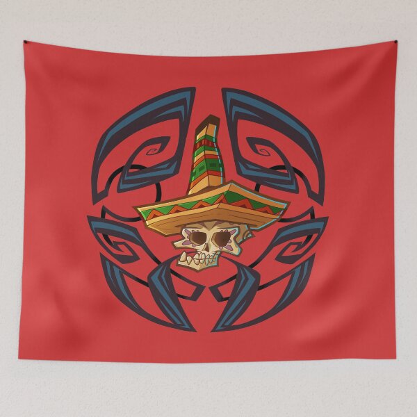 Item preview, mexican mustage skull red designed and sold by RemcoBakker.