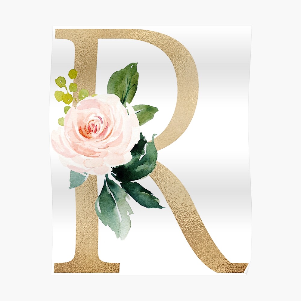 Feminine Faux Gold Foil Floral Letter M Monogram Square Sticker