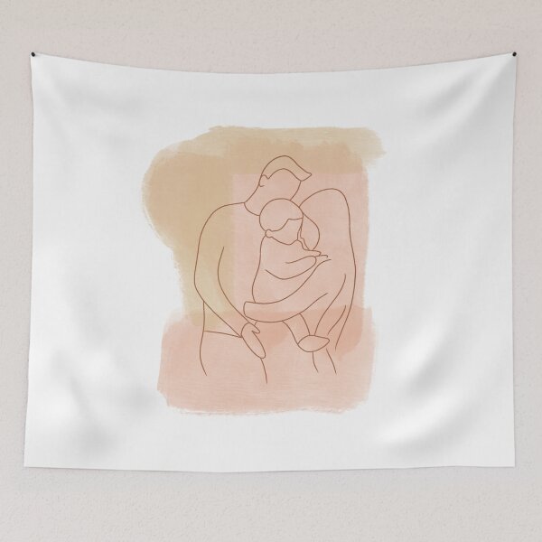 Item preview, Family Four (draw for pregnant mother) Pink line art designed and sold by Adricaramelo.