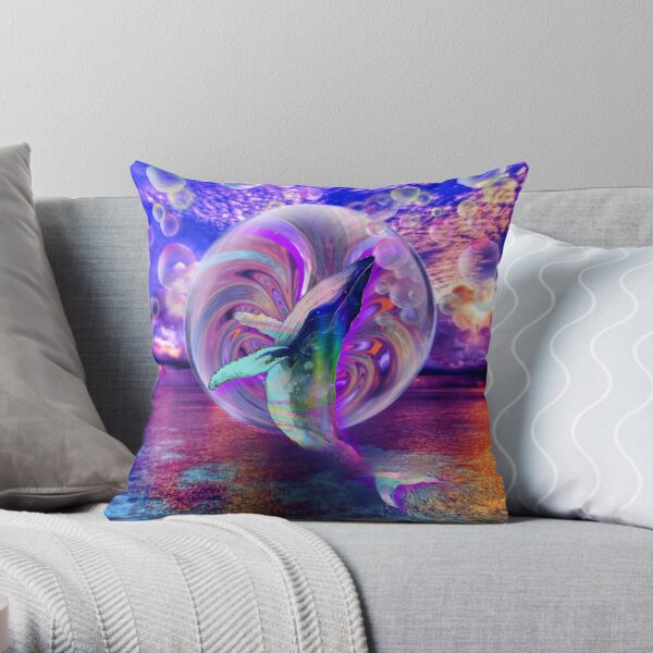 Rainbow whale Throw Pillow