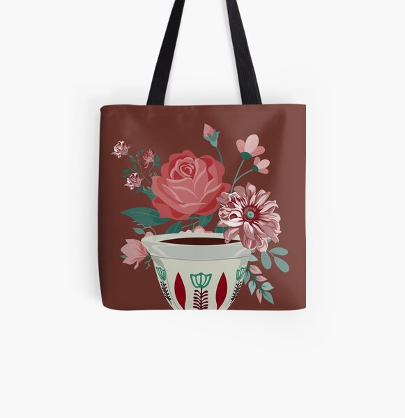 Lebanese Coffee Flowers All Over Print Tote Bag