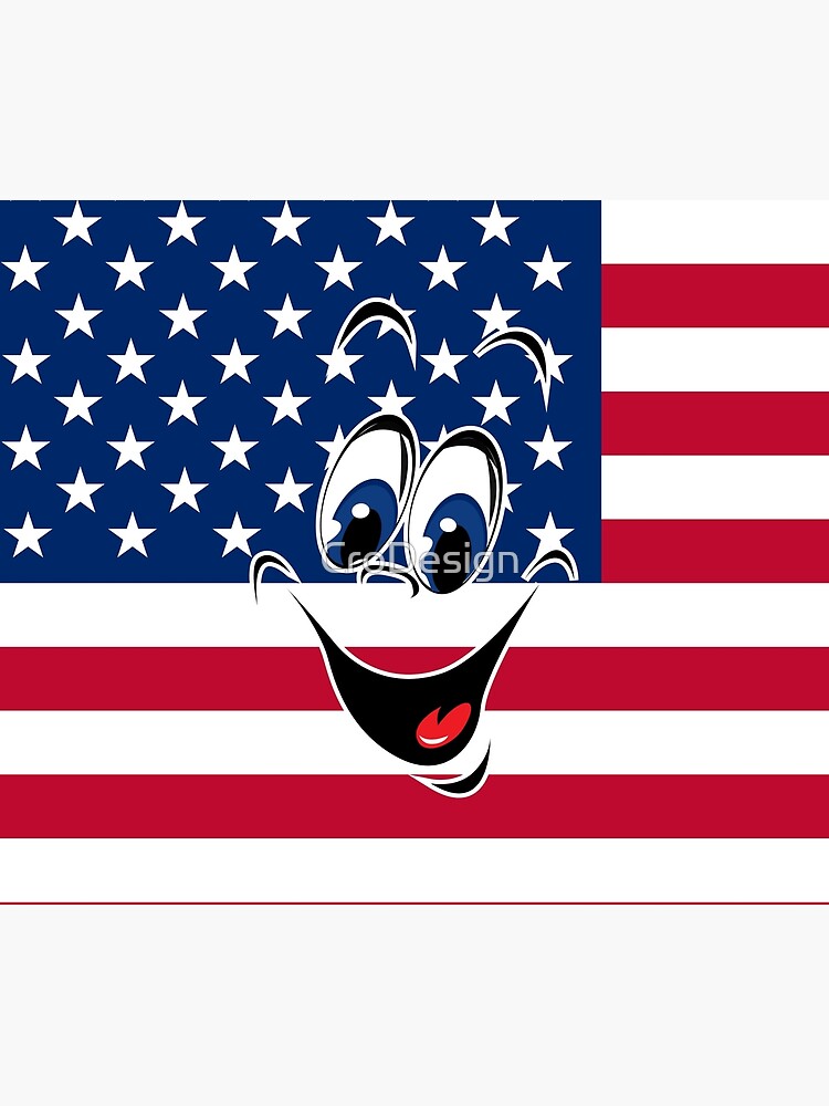 Usa Flag Happy Smiley Face Emoticon Art Print By Crodesign Redbubble