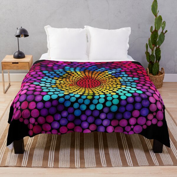Item preview, 7 Chakra Color Dots Mandala - Black BG designed and sold by serenaking.