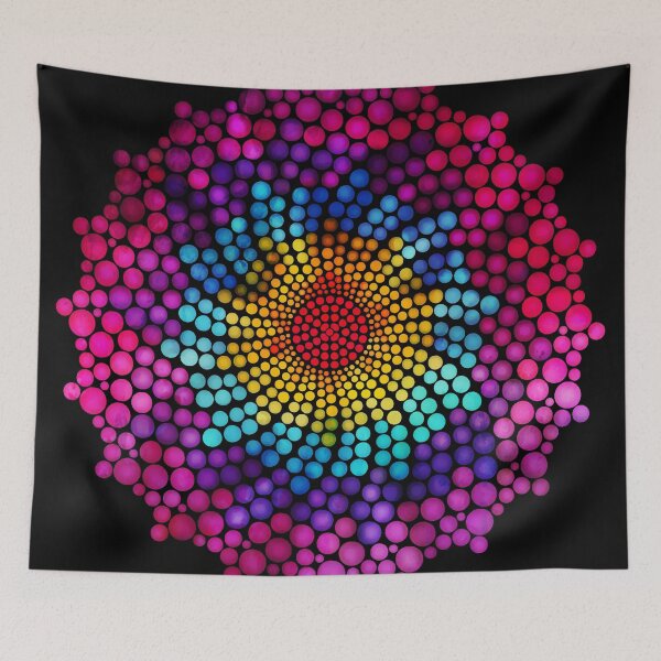 Item preview, 7 Chakra Color Dots Mandala - Black BG designed and sold by serenaking.