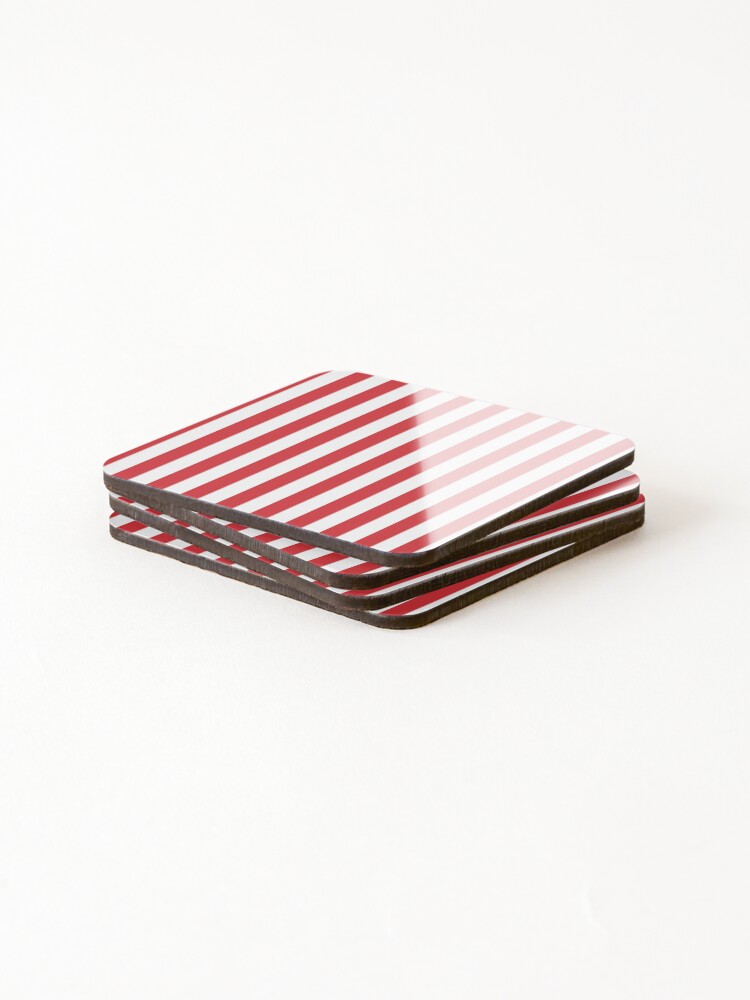 Thumbnail 4 of 5, Coasters (Set of 4), Poppy Red Striped Simple Basic Pattern Design designed and sold by Pixelsadots.