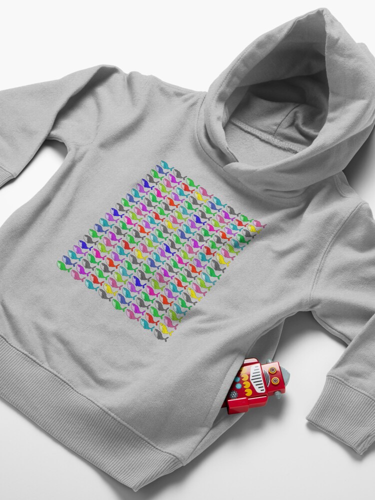 Alternate view of Rainbow whales Toddler Pullover Hoodie
