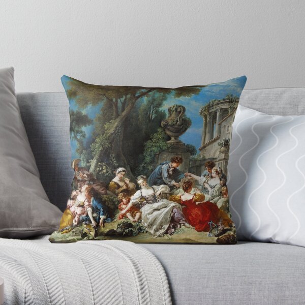 Francois Boucher - The Bird Catchers Throw Pillow