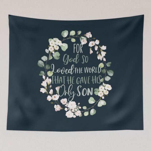 Item preview, Christian Wreath Design - For God so Loved the World John 3:16 designed and sold by palmsandprints2.