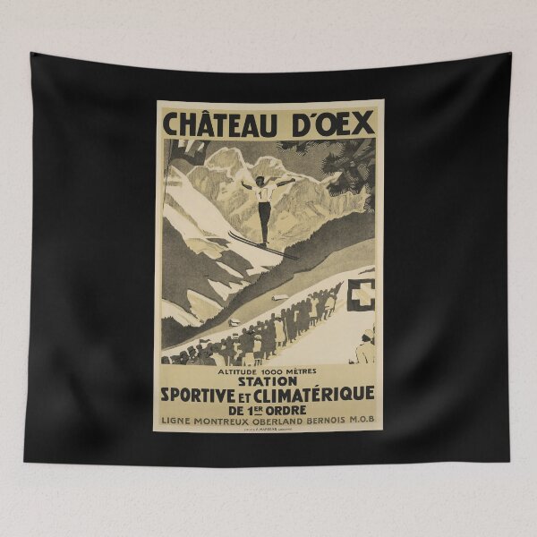 Item preview, Chateau d Oex vintage travel poster designed and sold by stickart-marek.