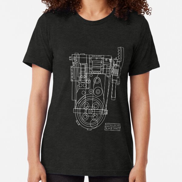 Postitron collider (proton pack) blueprint Tri-blend T-Shirt