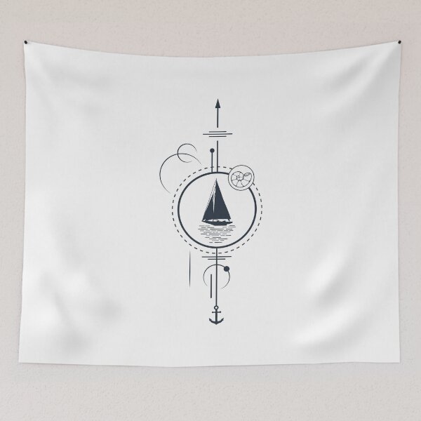 Item preview, Sailboat And Shell. Geometric, Line Art Style designed and sold by Sloth Astronaut.