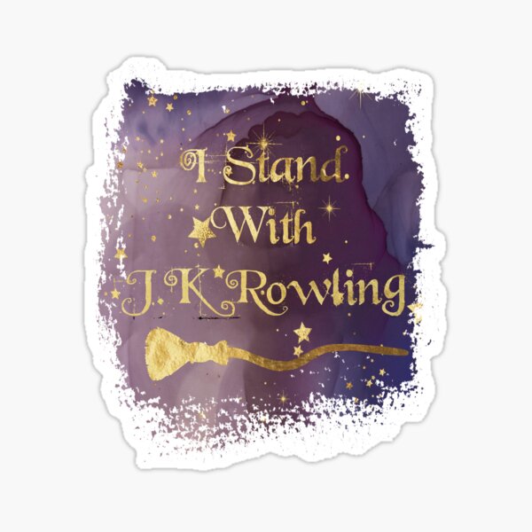"I Stand With J.K Rowling" Starry Purple and Gold Sticker