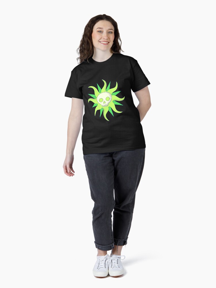 Thumbnail 4 of 7, Classic T-Shirt, neon skull faced sun designed and sold by indiVisibl.