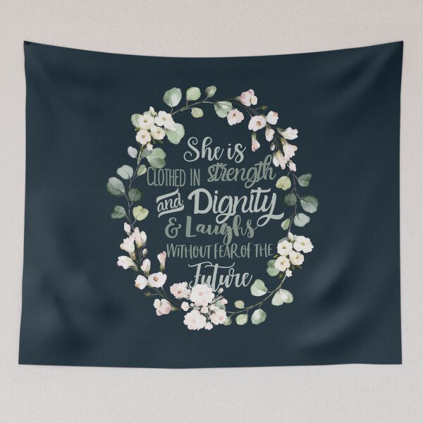 Item preview, Proverbs 31:25 Clothed in Strength and Dignity - Christian Wreath Design designed and sold by palmsandprints2.