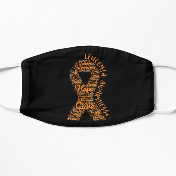 Leukemia Awareness Orange Ribbon With Positive Words Flat Mask