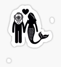 scuba diver and mermaid Sticker