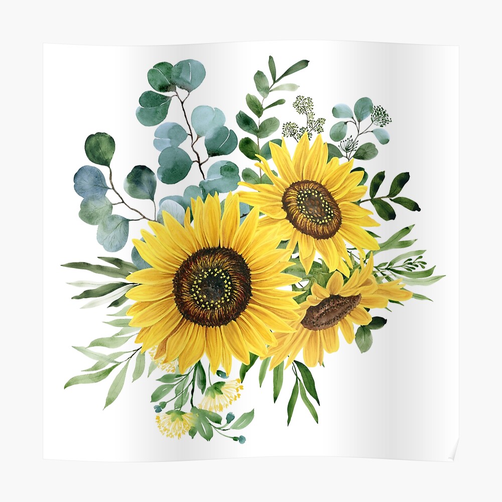 Download Sunflower And Eucalyptus Sticker By Blushpearls Redbubble