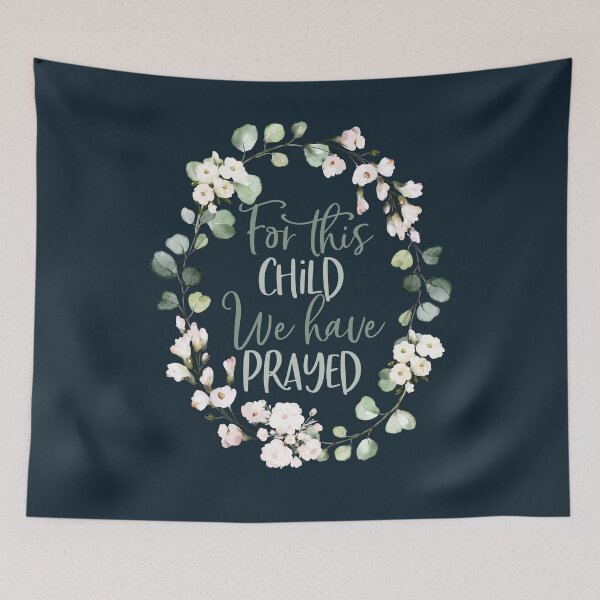 Item preview, 1 Samuel 1:27 For this Child we have Prayed - Christian Wreath Design designed and sold by palmsandprints2.