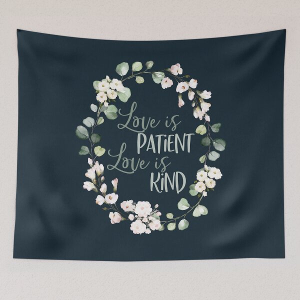 Item preview, Love is Patient Love is Kind 1 Corinthians 13:4 - Christian Wreath Design designed and sold by palmsandprints2.