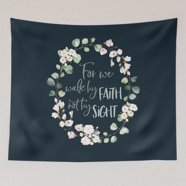 Item preview, 2 Corinthians 5:7 Walk by Faith Not by Sight - Christian Wreath Design designed and sold by palmsandprints2.