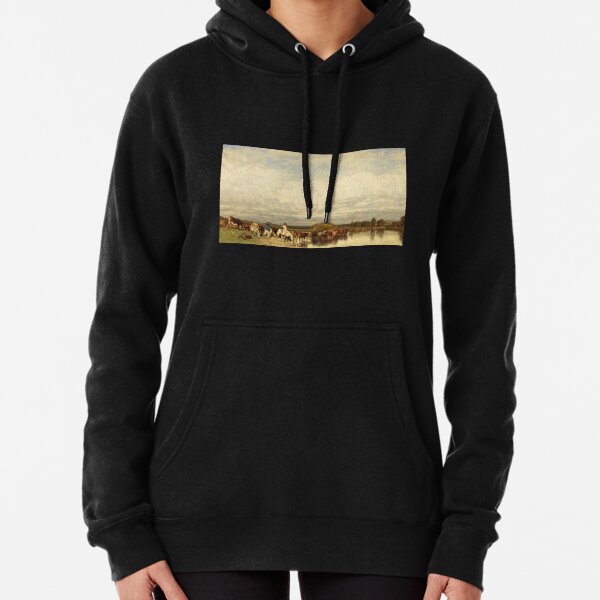Cows Crossing a Ford Pullover Hoodie