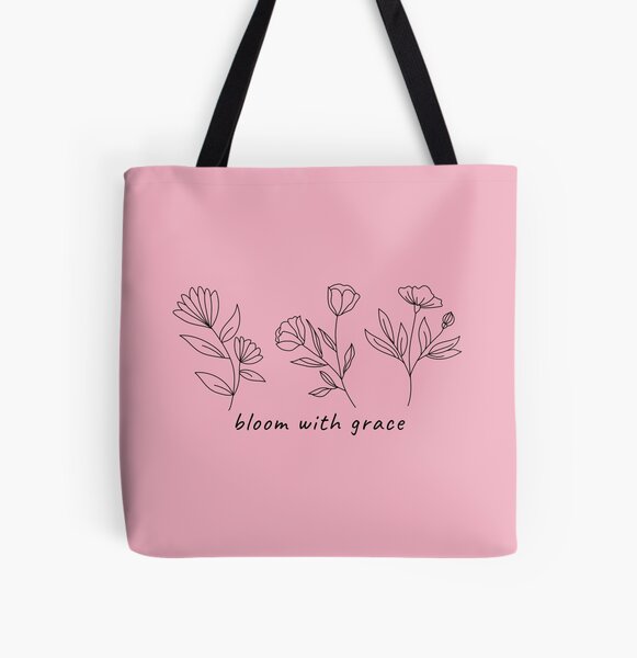 Bloom With Grace Flower Quote Tote Bag for Sale by MoodyApparel Redbubble