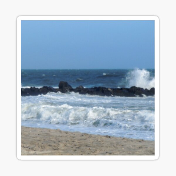 Ocean Beach Rocks Photography Cape May, New Jersey photo Sticker