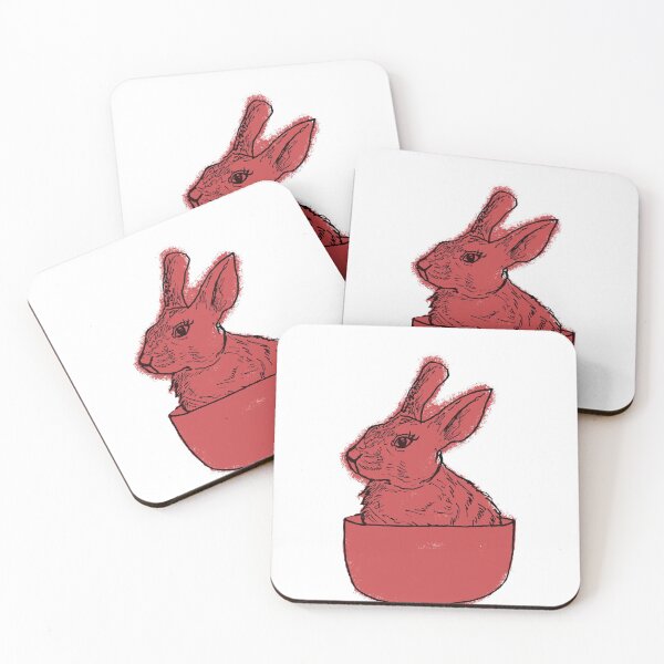 Item preview, Red bunny in a bowl designed and sold by GlowDoodles.