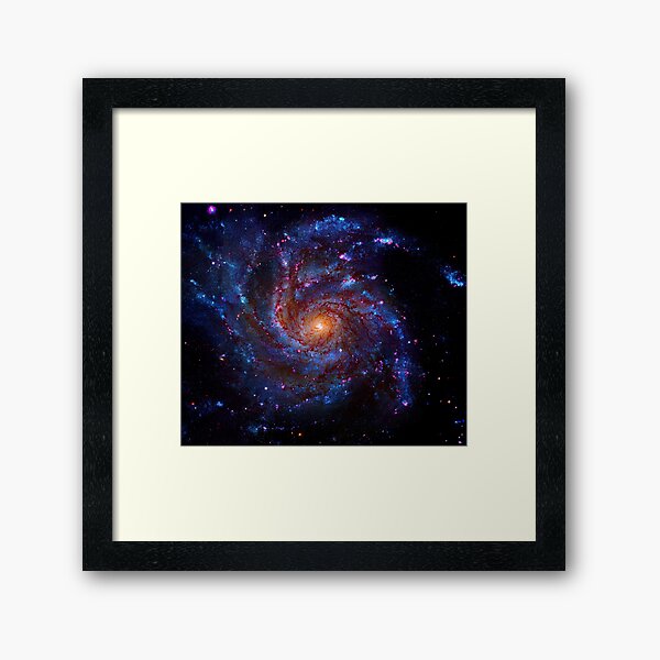 The Pinwheel Galaxy (M101). Nasa Hubble Space Telescope Image, Enhanced. Framed Art Print