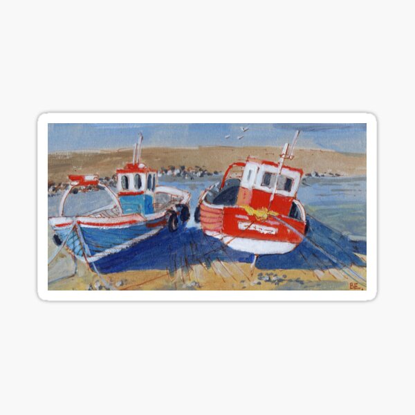 Fishing Boats at Lowtide Sticker