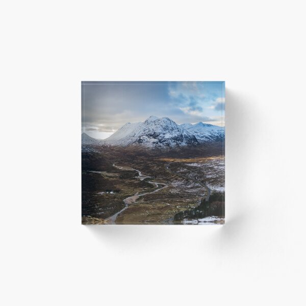 Winter Landscape Buachaille Etive Beag Stob Coire nan Lochan Glencoe Scotland Acrylic Block