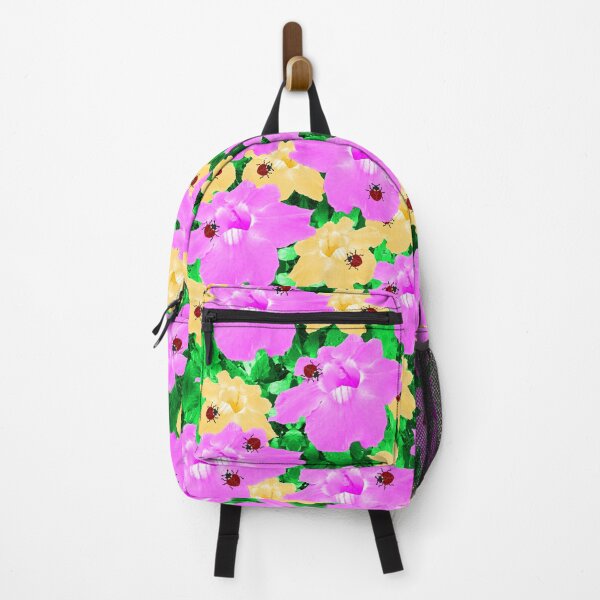 Item preview, Pink and yellow flowers, ladybugs and leaves pattern designed and sold by wagnerps.