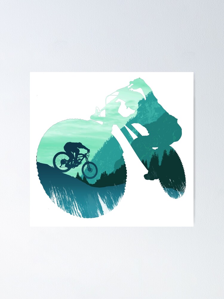 Mtb Mountain Bike Rider Silhouette Poster By Robinpeg Redbubble